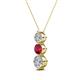 2 - Kesha (4.2mm) Round Ruby and Lab Grown Diamond Graduated Three Stone Drop Pendant 