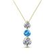 1 - Kesha (4.2mm) Round Blue Topaz and Lab Grown Diamond Graduated Three Stone Drop Pendant 