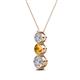 2 - Kesha (4.2mm) Round Citrine and Lab Grown Diamond Graduated Three Stone Drop Pendant 