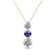 1 - Kesha (4.2mm) Round Iolite and Lab Grown Diamond Graduated Three Stone Drop Pendant 