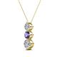 2 - Kesha (4.2mm) Round Iolite and Lab Grown Diamond Graduated Three Stone Drop Pendant 