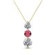 1 - Kesha (4.2mm) Round Rhodolite Garnet and Lab Grown Diamond Graduated Three Stone Drop Pendant 