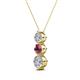 2 - Kesha (4.2mm) Round Rhodolite Garnet and Lab Grown Diamond Graduated Three Stone Drop Pendant 