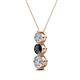 2 - Kesha (4.2mm) Round Black Diamond and White Lab Grown Diamond Graduated Three Stone Drop Pendant 