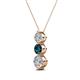 2 - Kesha (4.2mm) Round Blue Diamond and White Lab Grown Diamond Graduated Three Stone Drop Pendant 