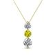 1 - Kesha (4.2mm) Round Yellow Diamond and White Lab Grown Diamond Graduated Three Stone Drop Pendant 