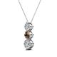 2 - Kesha (4.2mm) Round Smoky Quartz and Lab Grown Diamond Graduated Three Stone Drop Pendant 