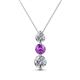 1 - Kesha (4.2mm) Round Amethyst and Lab Grown Diamond Graduated Three Stone Drop Pendant 