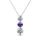 1 - Kesha (4.2mm) Round Iolite and Lab Grown Diamond Graduated Three Stone Drop Pendant 