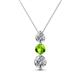 1 - Kesha (4.2mm) Round Peridot and Lab Grown Diamond Graduated Three Stone Drop Pendant 