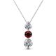 1 - Kesha (4.2mm) Round Red Garnet and Lab Grown Diamond Graduated Three Stone Drop Pendant 