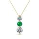 1 - Kesha (4.2mm) Round Emerald and Lab Grown Diamond Graduated Three Stone Drop Pendant 