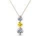 1 - Kesha (4.2mm) Round Yellow Sapphire and Lab Grown Diamond Graduated Three Stone Drop Pendant 