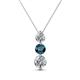 1 - Kesha (4.2mm) Round Blue Diamond and White Lab Grown Diamond Graduated Three Stone Drop Pendant 