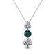 1 - Kesha (4.2mm) Round London Blue Topaz and Lab Grown Diamond Graduated Three Stone Drop Pendant 