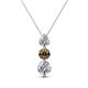 1 - Kesha (4.2mm) Round Smoky Quartz and Lab Grown Diamond Graduated Three Stone Drop Pendant 