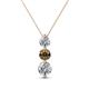 1 - Kesha (4.2mm) Round Smoky Quartz and Lab Grown Diamond Graduated Three Stone Drop Pendant 