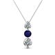 1 - Kesha (4.2mm) Round Blue Sapphire and Lab Grown Diamond Graduated Three Stone Drop Pendant 