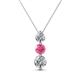 1 - Kesha (4.2mm) Round Pink Tourmaline and Lab Grown Diamond Graduated Three Stone Drop Pendant 