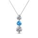 1 - Kesha (4.2mm) Round Blue Topaz and Lab Grown Diamond Graduated Three Stone Drop Pendant 