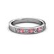 2 - Kathiryn 3.00 mm Pink Tourmaline and Lab Grown Diamond 7 Stone Wedding Band 