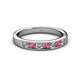 2 - Kathiryn 3.00 mm Rhodolite Garnet and Lab Grown Diamond 7 Stone Wedding Band 