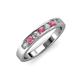 3 - Kathiryn 3.00 mm Rhodolite Garnet and Lab Grown Diamond 7 Stone Wedding Band 