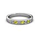 2 - Kathiryn 3.00 mm Yellow Diamond and White Lab Grown Diamond 7 Stone Wedding Band 