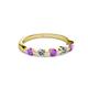 2 - Keva 3.00 mm Amethyst and Lab Grown Diamond 5 Stone Wedding Band 