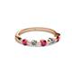 2 - Keva 3.00 mm Ruby and Lab Grown Diamond 5 Stone Wedding Band 