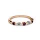 2 - Keva 3.00 mm Red Garnet and Lab Grown Diamond 5 Stone Wedding Band 