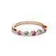 2 - Keva 3.00 mm Rhodolite Garnet and Lab Grown Diamond 5 Stone Wedding Band 