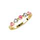 3 - Keva 3.40 mm Pink Tourmaline and Lab Grown Diamond 5 Stone Wedding Band 