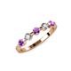 3 - Keva 3.40 mm Amethyst and Lab Grown Diamond 5 Stone Wedding Band 