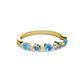 2 - Keva 3.40 mm Blue Topaz and Lab Grown Diamond 5 Stone Wedding Band 