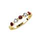 3 - Keva 3.40 mm Red Garnet and Lab Grown Diamond 5 Stone Wedding Band 