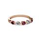 2 - Keva 3.40 mm Ruby and Lab Grown Diamond 5 Stone Wedding Band 