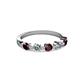 2 - Keva 3.40 mm Red Garnet and Lab Grown Diamond 5 Stone Wedding Band 