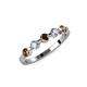 3 - Keva 3.40 mm Smoky Quartz and Lab Grown Diamond 5 Stone Wedding Band 