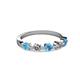 2 - Keva 3.40 mm Blue Topaz and Lab Grown Diamond 5 Stone Wedding Band 