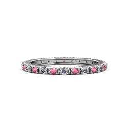 Gracie Round Rhodolite Garnet and Lab Grown Diamond Eternity Band Round Rhodolite Garnet and Lab Grown Diamond French Set Womens Eternity Ring Stackable ctw K White Gold