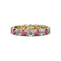 Laida Rhodolite Garnet and Lab Grown Diamond Eternity Band Rhodolite Garnet and Lab Grown Diamond ctw Womens Eternity Ring Stackable K Yellow Gold