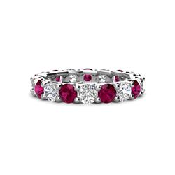 Laida Rhodolite Garnet and Lab Grown Diamond Eternity Band Rhodolite Garnet and Lab Grown Diamond ctw Womens Eternity Ring Stackable K White Gold