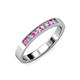 3 - Gania 2.40 mm Pink Sapphire and Lab Grown Diamond 8 Stone Wedding Band 
