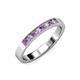 3 - Gania 2.40 mm Amethyst and Lab Grown Diamond 8 Stone Wedding Band 