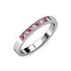 3 - Gania 2.40 mm Rhodolite Garnet and Lab Grown Diamond 8 Stone Wedding Band 