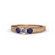 1 - Reveka Blue Sapphire and Lab Grown Diamond Three Stone Engagement Ring 