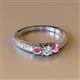 2 - Reveka Pink Sapphire and Lab Grown Diamond Three Stone Engagement Ring 