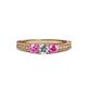 2 - Reveka Pink Sapphire and Lab Grown Diamond Three Stone Engagement Ring 