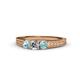 1 - Reveka Aquamarine and Lab Grown Diamond Three Stone Engagement Ring 